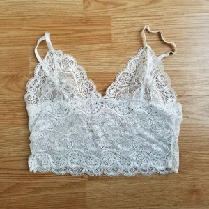 Spaghetti strap full white lace crop top bralette